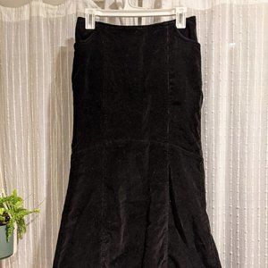 Vtg Newport News Black Corduroy Long Mermaid Skirt